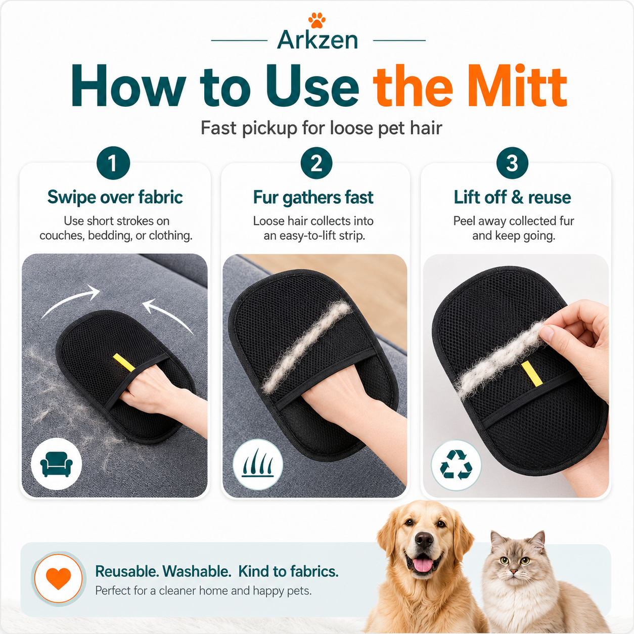 Pet Hair Remover Mitt